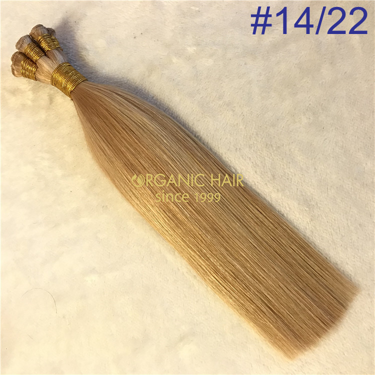 Piano color #14/22 human hand tied weft hair extensions X123